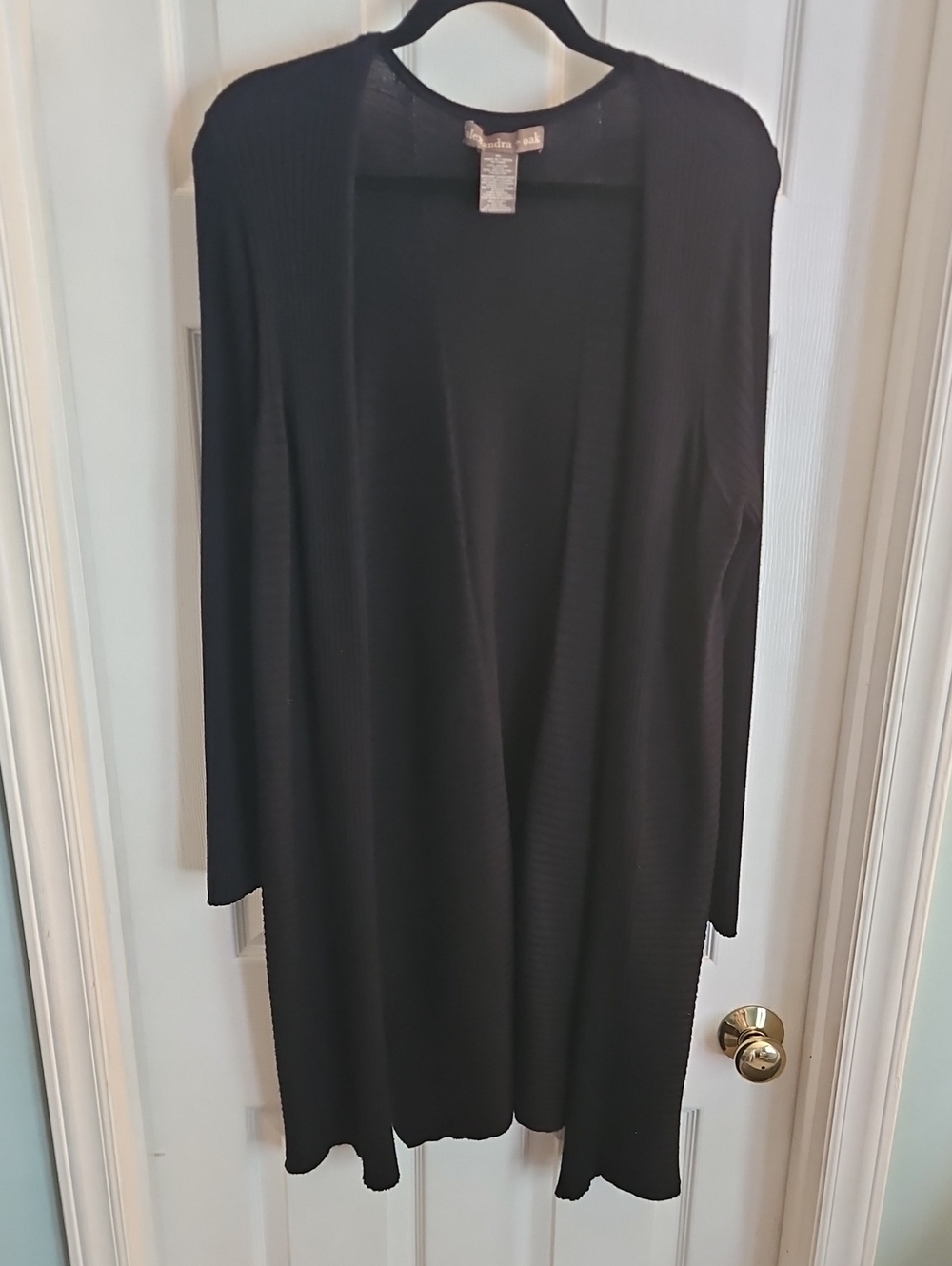 Alexandra + Oak Black Open-Front Long Cardigan XL